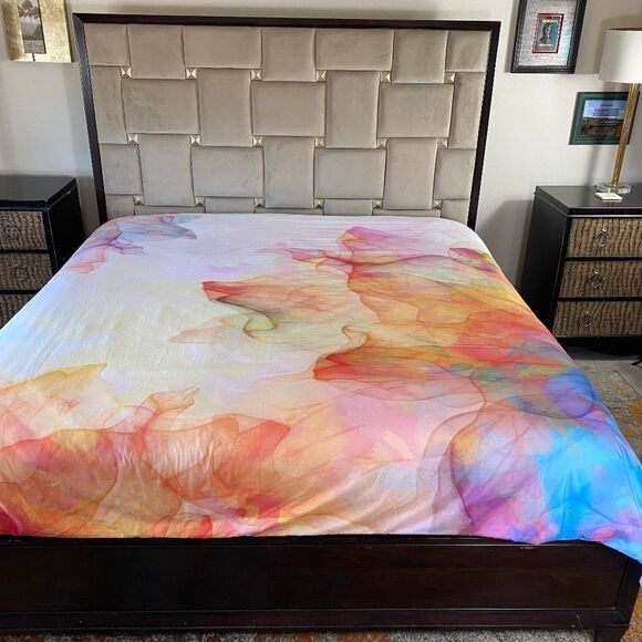 King Duvet Dreamy Water Colored print muticolor bedspread - Picture 1 of 10